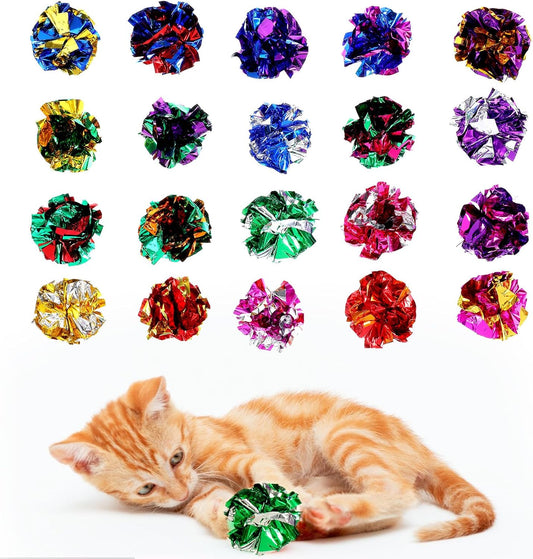 150 Pcs Crinkle Balls Cat Toys, 1.96 Inch Polyester Film Interactive Crinkle Balls, Colorful Chew and Chase Toys, Keep Cats Kittens Fit Active Indoor, Random Color