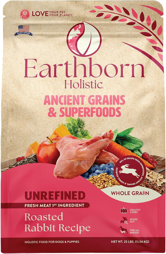 Earthborn Holistic Unrefined Roasted Rabbit 25 lb. Ancient Grains & Superfoods Dry Dog Food