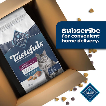 Blue Buffalo Tastefuls Natural Dry Food for Adult Cats 7+, Hairball Control, Chicken & Brown Rice Recipe, 7-lb. Bag