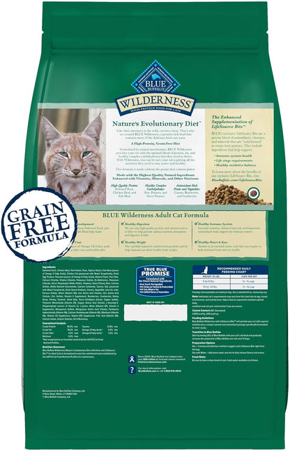Blue Buffalo Wilderness Nature's Evolutionary Diet High-Protein, Grain-Free Natural Dry Food for Adult Cats, Duck, 5-lb. Bag