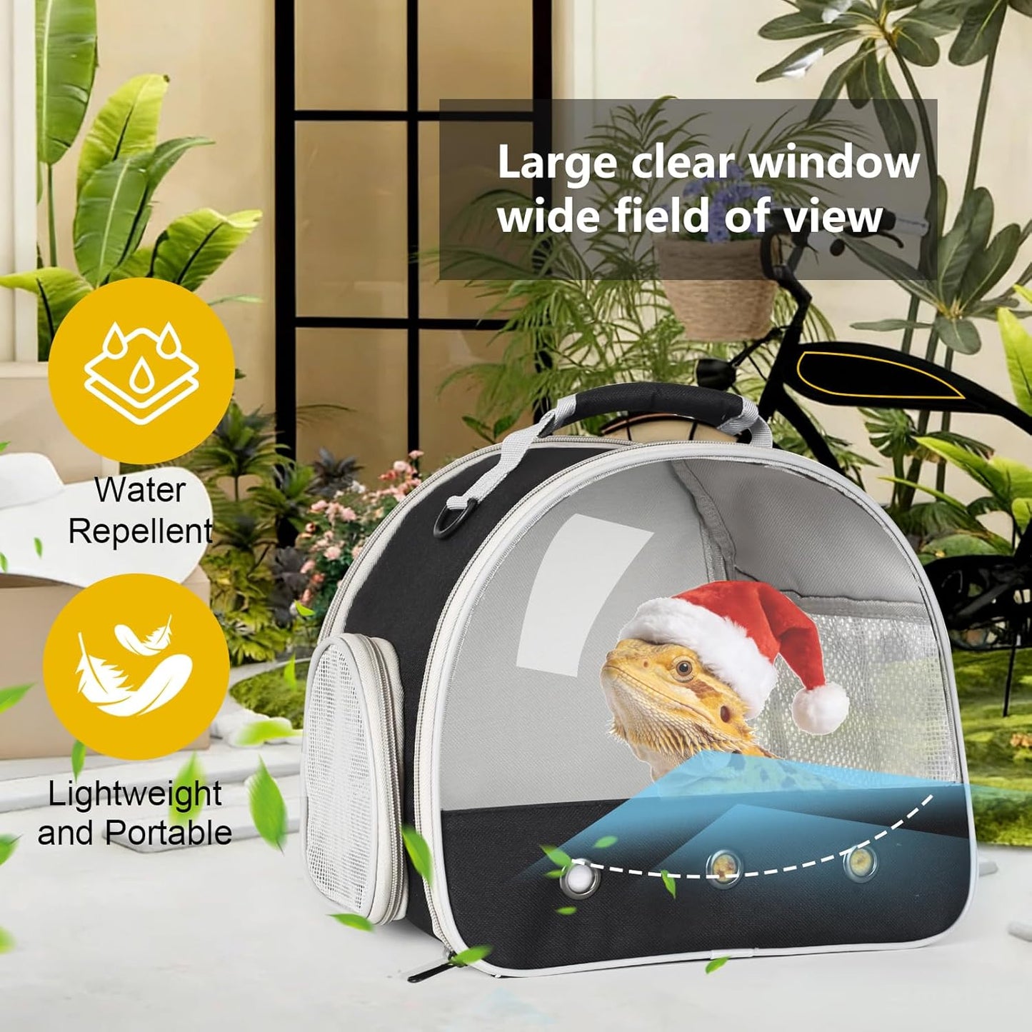 Bearded Dragon Travel Carrier,Lizards Carrier, Small Animal Travel Carrier for Sugar Glider Hedgehog Rat Parrot Bird Guinea Pig, Portable Guinea Pig Travel Bag for 2