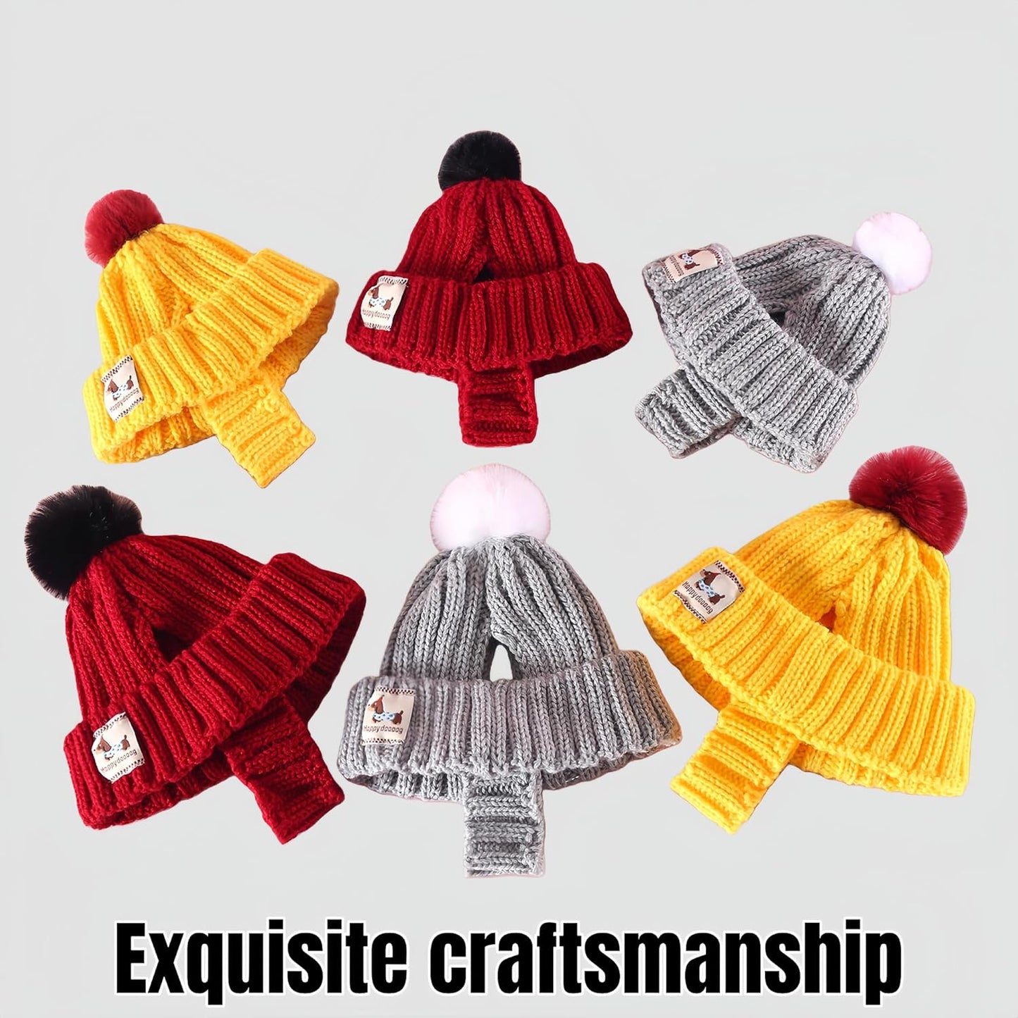 Pet Winter Beanie - Ear-Exposed Knit Hat for Dogs & Cats, Warm Fleece Cap with 2 Ear Holes, Suitable for Indoor/Outdoor Cold Weather ，Cozy, Secure & Stylish(Red, Medium)