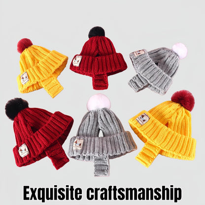 Pet Winter Beanie - Ear-Exposed Knit Hat for Dogs & Cats, Warm Fleece Cap with 2 Ear Holes, Suitable for Indoor/Outdoor Cold Weather ，Cozy, Secure & Stylish(Red, Medium)
