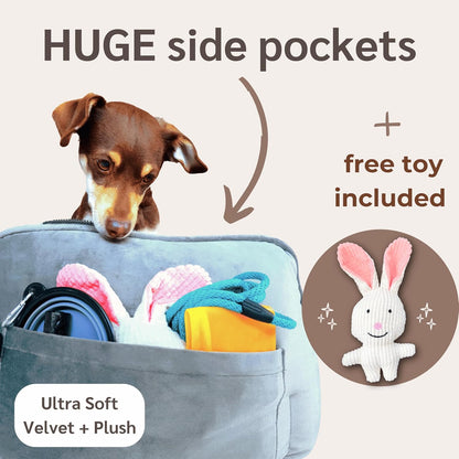 Dog Car Seat for Small Dogs & Puppies, Memory Foam Booster Carseat, Luxury Cozy Cover Cave Bed & Attachable Blanket & Free Toy, Washable, for Front & Back Seat, Small Dogs & Pets Under 30lbs