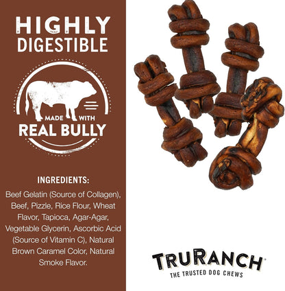 TRURANCH 4-5" Collagen Bones, Bully - Collagen Dog Bones - Long Lasting Healthy Joint Support Dog Treat - Rawhide Alternative - Skin & Coat Health, 1 Bag, 4 Count