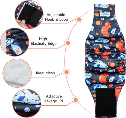 Leekalos Male Dog Diapers, Dog Belly Bands for Male Dogs Wraps Washable Doggie Diapers High Absorbing Dog Belly Bands（5 Pack）