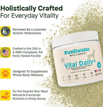 Dog Multivitamin Powder | 9-in-1 Whole Food Dog Vitamins and Dog Supplements That Supports Joint, Digestion, Skin & Coat, Immune, Cognition, Detox, Heart, Antioxidants (Cheesy Beef Flavor)