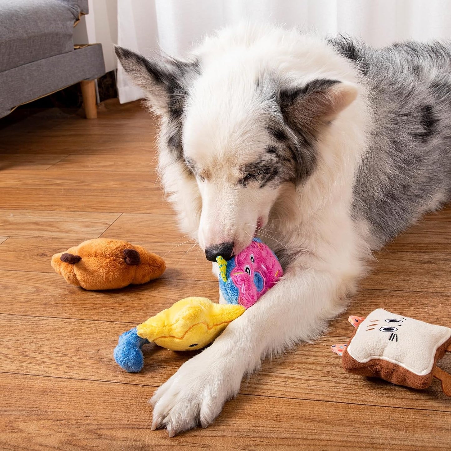 DODODOLA Small Dog Toys Squeaky Durable Push Puppy Toys for Chewing with Crinkle Paper for Small Medium Dogs