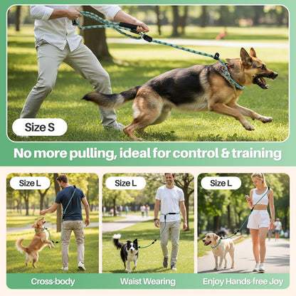 SlowTon Slip Lead Dog Leash, Adjustable 4-6 FT, 1/2” Rope, Heavy Duty Nylon Leashes with Padded Handle & Highly Reflective Threads, No Pull Training Leash for Medium Large Dogs 20-120lb (Green, S)