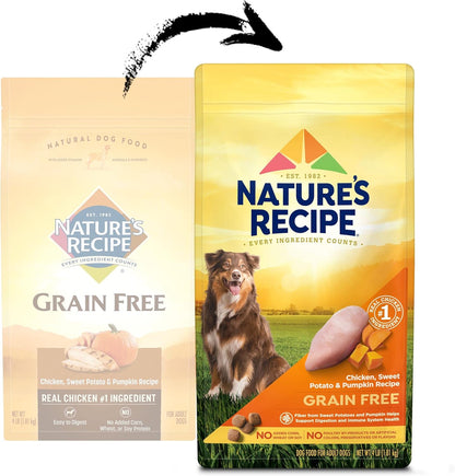 Nature′s Recipe Grain Free Chicken, Sweet Potato & Pumpkin Recipe Dry Dog Food, 4 lb. Bag