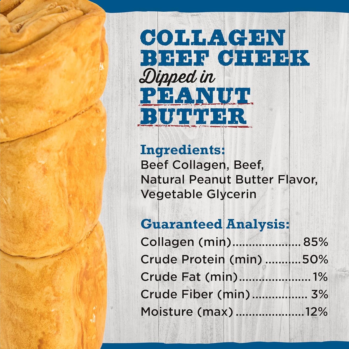 Best Bully Sticks Peanut Butter Beef Cheek Treats - Large 4 Count (Pack of 1) - All-Natural, Collagen-Rich, Rawhide Alternative