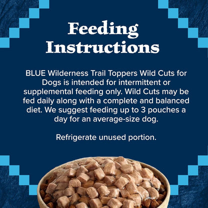 Blue Buffalo Wilderness Trail Toppers Wild Cuts Wet Dog Food Variety Pack, High-Protein & Grain-Free, Made with Natural Ingredients, Chicken and Beef Flavors, 3-oz Pouches, (12 Count, 6 of Each)