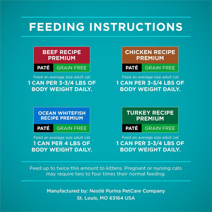 Purina ONE High Protein, Grain Free Pate Wet Cat Food Variety Pack, Grain Free Formula - (Pack of 24) 3 oz. Cans