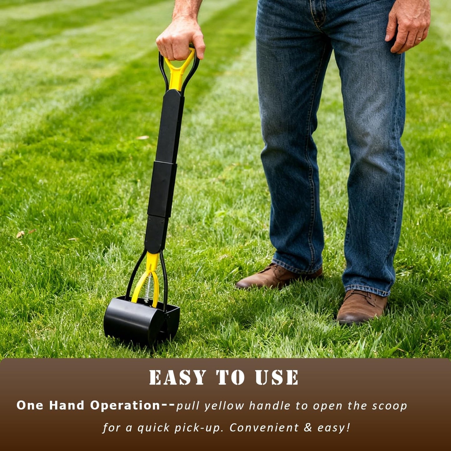 28 Inch Long Handle Pooper Scooper for Small & Large Dogs, Foldable Dog Poop Picker Upper for Yard, Avoid Bending Over for Easy Pick Up