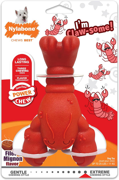 Nylabone Lobster Power Chew Toy for Dogs, Dog Toys for Aggressive Chewers, Filet Mignon Flavor, Small Dogs - Up to 25 Ibs, 1 Count