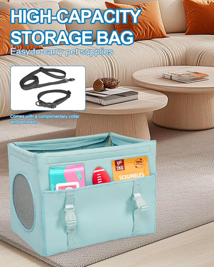 Dog Car Seat for Small Dogs Under 13 lbs Pet Booster Seat with Storage Pocket Foldable Travel Car Bed for Puppy or Cat（Green）