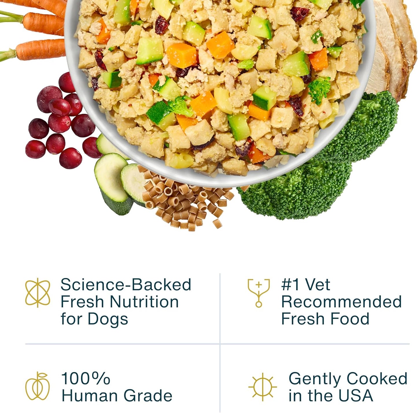 JustFoodForDogs Frozen Fresh Dog Food, Complete Meal or Topper, Turkey & Whole Wheat Macaroni Human Grade Recipe, 18 oz (Pack of 7)