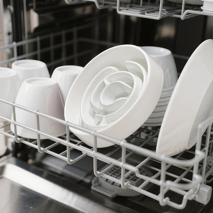 Ceramic Slow Feeder Dog Bowls with Anti-Slip, Slow Feeder & Non-Slip Design, Boredom and Anxiety Reducer, Suitable for All Breed Dogs and Cat (Ceramic-White)