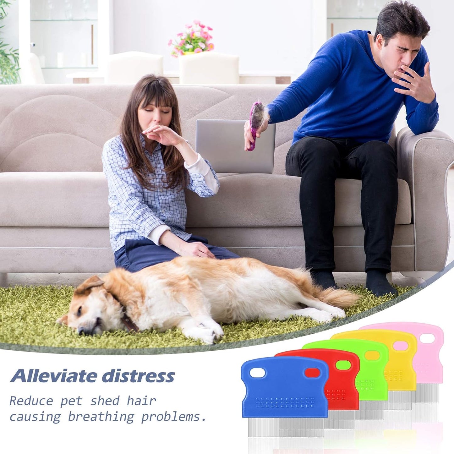 20 Pieces Tear Stain Remover Comb Dog Flea Comb Pet Grooming Stainless Steel Teeth with Plastic Handle for Medium and Small Dogs Cats Removing Flea Dandruff Flakes and Stains