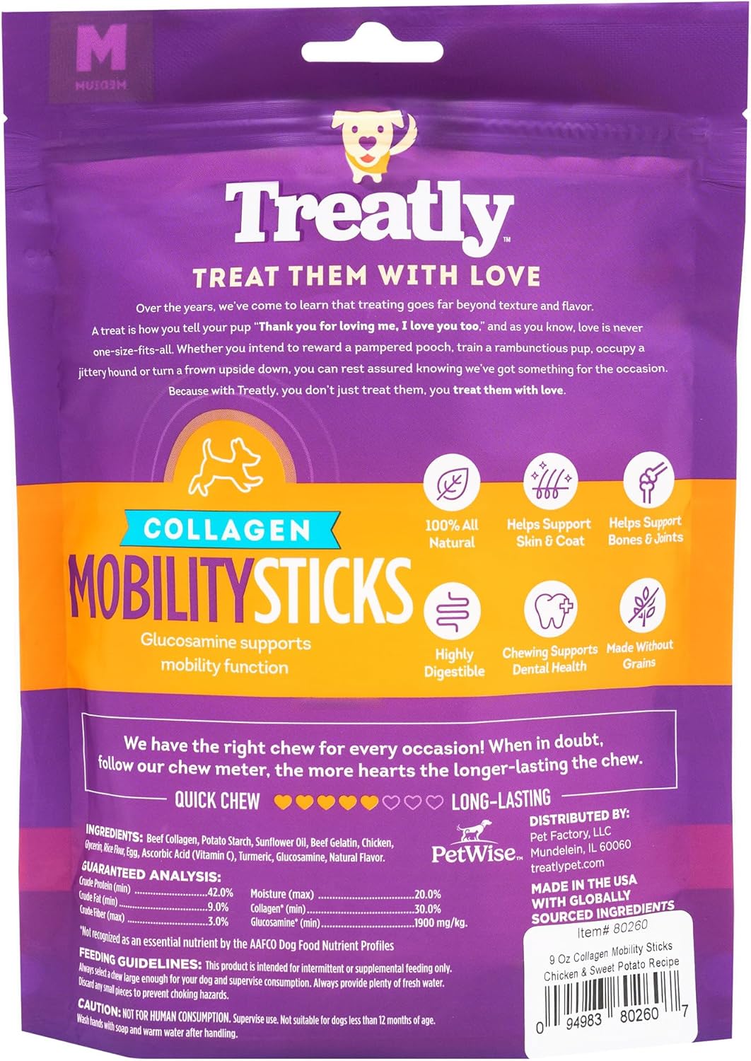 Collagen Smart Sticks Dog Treats - Chicken & Sweet Potato Flavor, 9oz/1 Pack