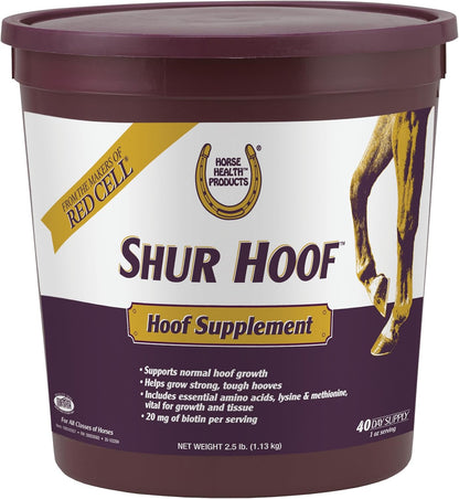 Horse Health Shur Hoof Hoof Supplement for Horses, Helps Grow Strong, Tough Hooves, 2.5 Pound, 40 Day Supply