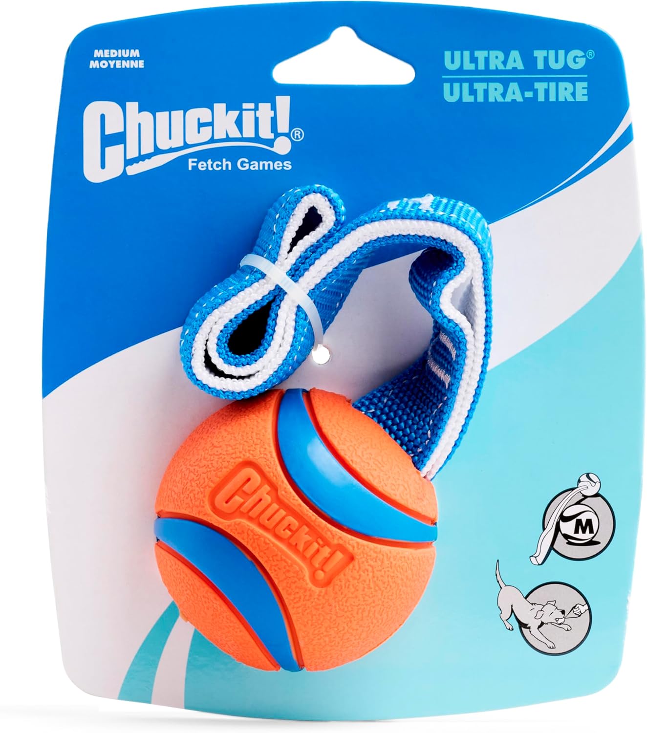 Chuckit! Ultra Tug Dog Toy, Medium Fetch and Dog Ball Tug Toy for Dogs 20-60 Pounds