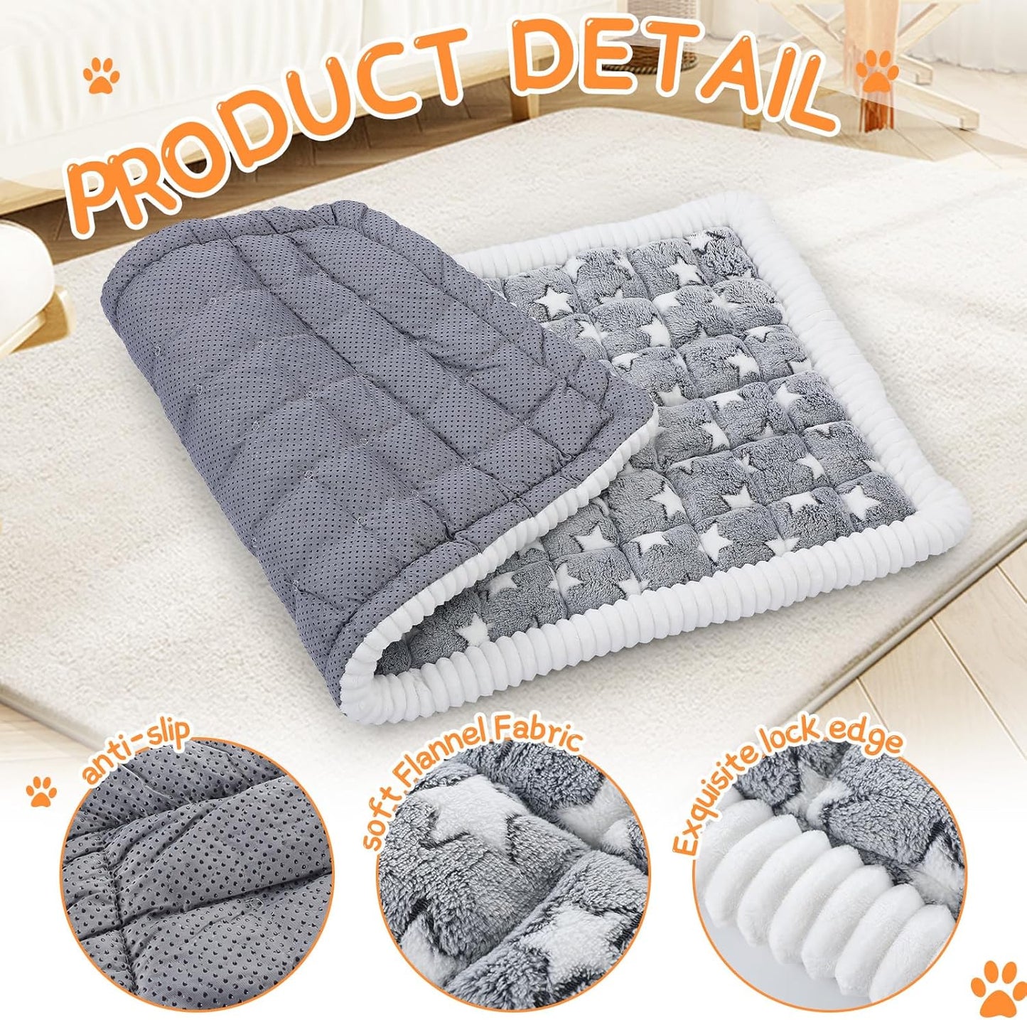 Nuanchu Backseat Dog Bed Mat for Car Non-Slip Pet Seat Cover with Star Pattern, Washable Travel Blanket for Cars Suvs Trucks (Grey & White, 24"x53")