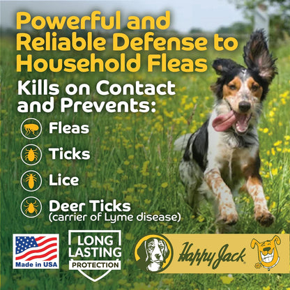 Happy Jack Flea and Tick Powder for Dogs & Puppies, Flea Powder for Flea Treatment & Control, Kills Pests, Ticks & Lice, Odorless & Non-Staining, Dust on Sleeping Quarters & Dogs (5 oz)