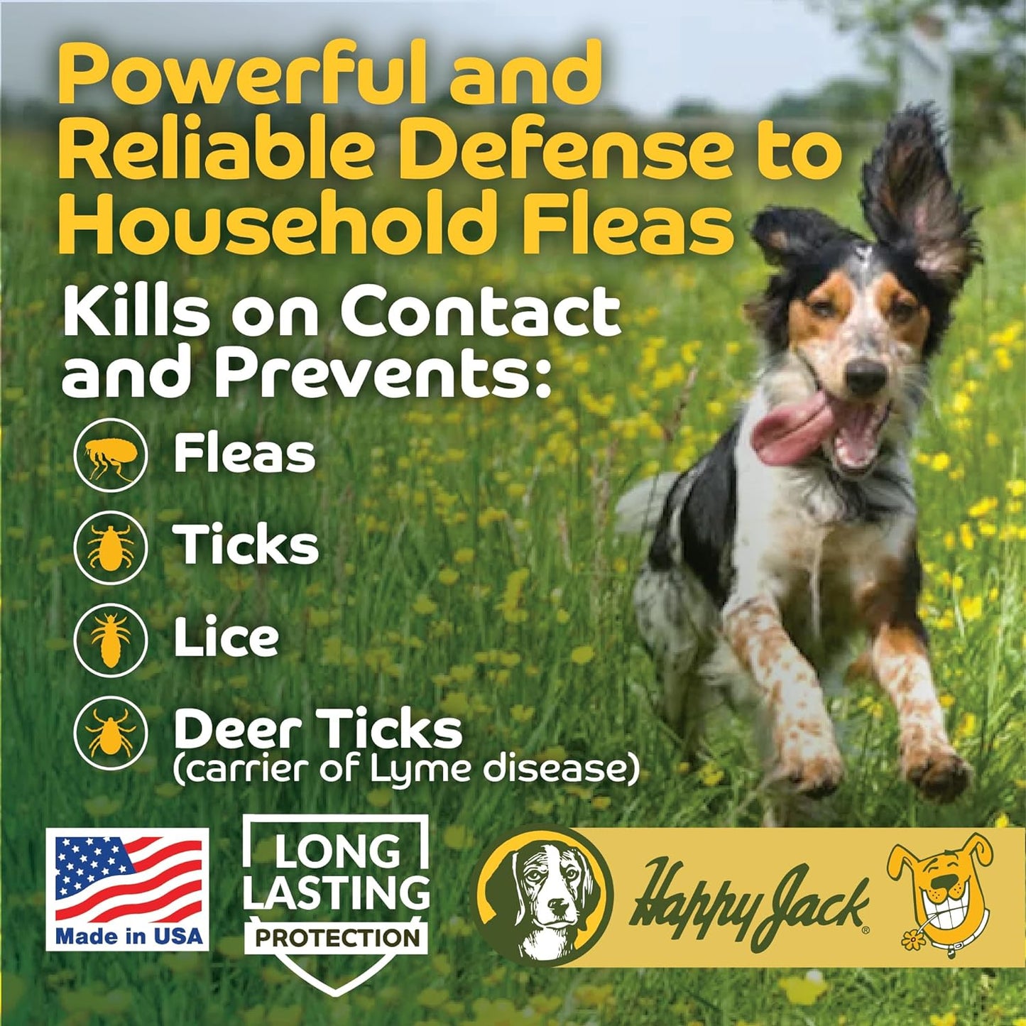 Happy Jack Flea and Tick Powder for Dogs & Puppies, Flea Powder for Flea Treatment & Control, Kills Pests, Ticks & Lice, Odorless & Non-Staining, Dust on Sleeping Quarters & Dogs (5 oz)