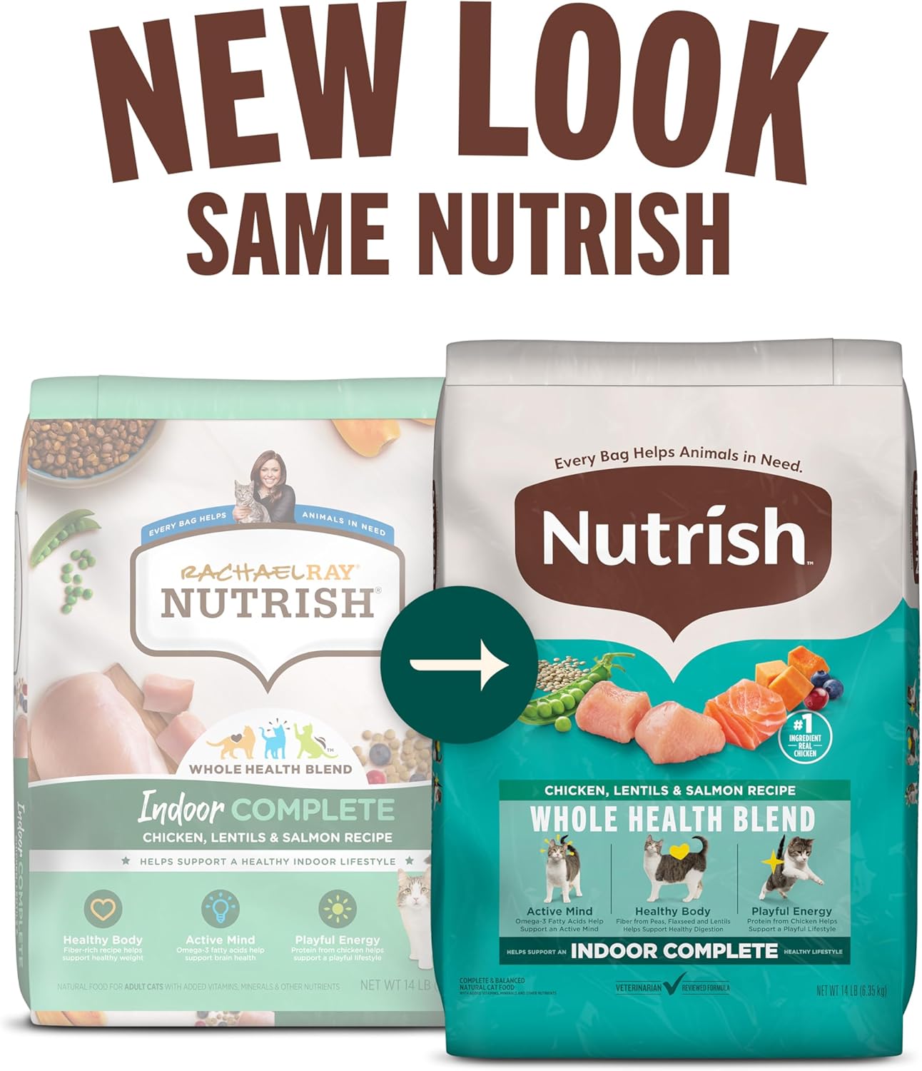 Nutrish Indoor Complete Premium Natural Dry Cat Food, Chicken with Lentils & Salmon Recipe, 14 Pounds (Packaging May Vary)