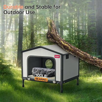 SOVPAI Outdoor cat House, Waterproof cat House for Stray Pets, Suitable for Outdoor/Indoor Cats, Easy to Assemble and Clean, Suitable for Multiple Pets and Large Cats (Brown, L 24 * 17 * 19