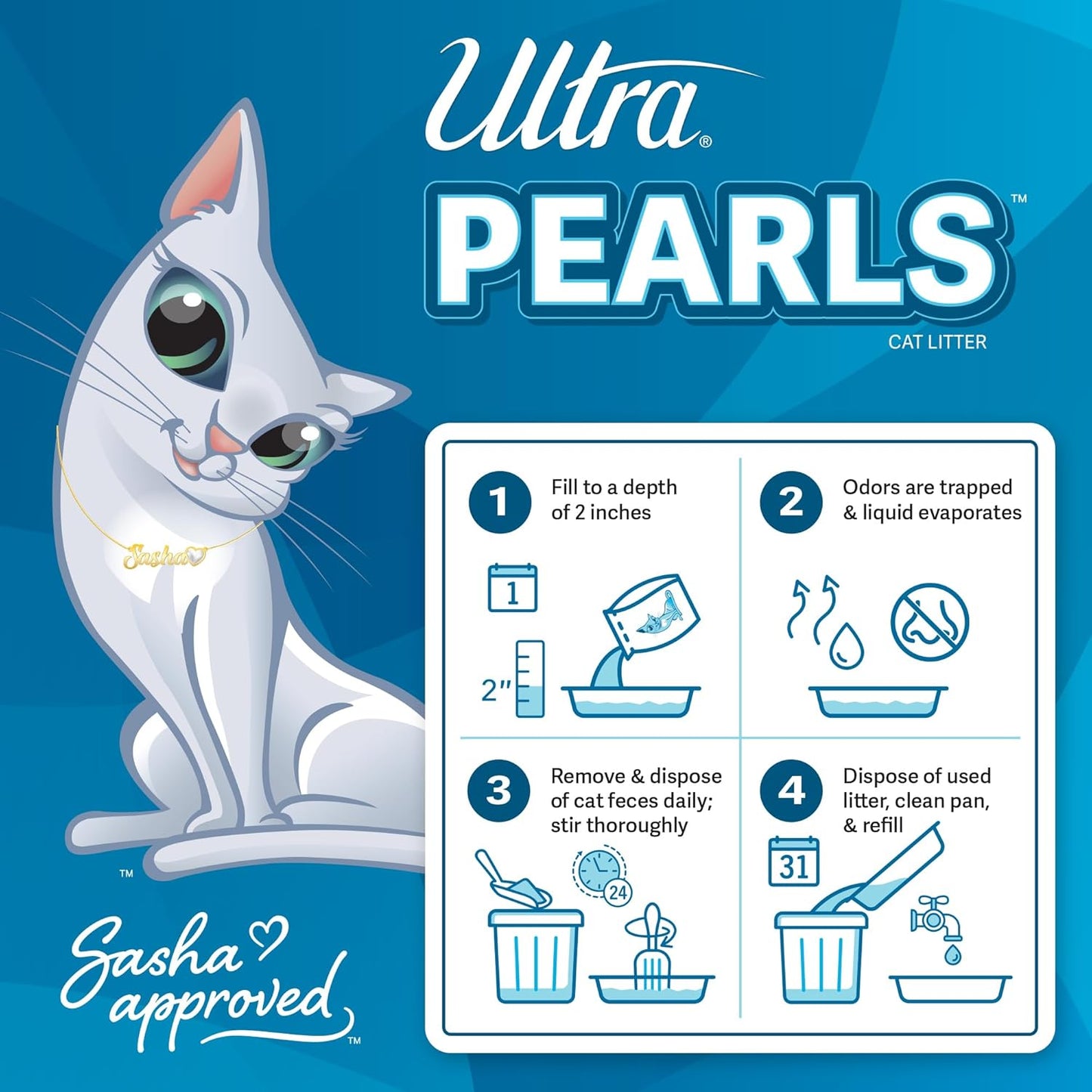 Ultra Pearls Cat Litter - 99.9% Dust Free, Low Tracking, Soft on Paws, Fragrance Free - 5 Lbs.