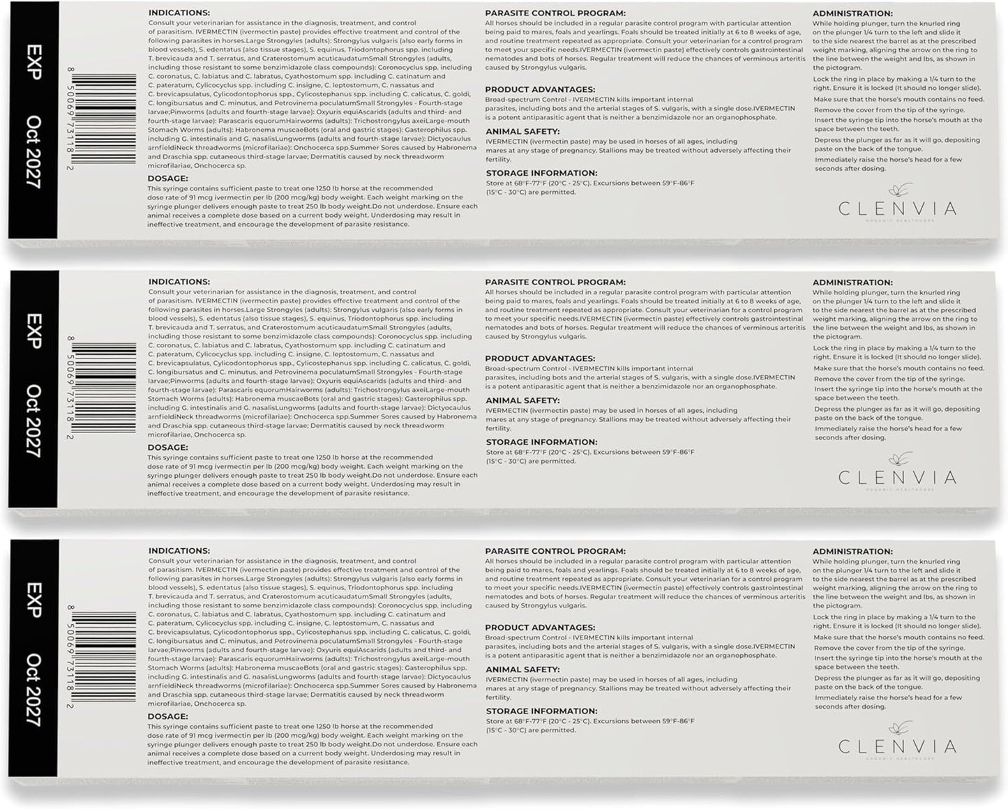 Horse Paste 1.87% – Apple Flavored Wormer – 6.08g Tube – Treats Up to 1250 lb