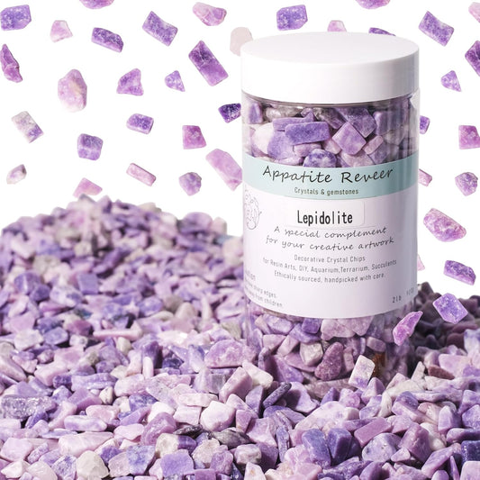 Lepidolite Crystal Chips 2lb (1200+ pcs) – 8-15mm Natural Purple Mica Stones for Aquarium Gravel, Terrarium Decor, Plant Healing,Jewelry Making, Anxiety Relief & Spiritual Gifts