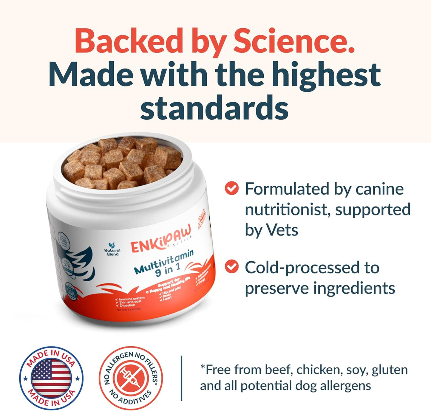 9-in-1 Senior Dog Supplement Multivitamin - Soft Dog Chews Treats for Joints, Energy, Digestion, Immunity | Probiotics, Colostrum, Omegas, Taurine – Duck Flavor - 120 Chewables