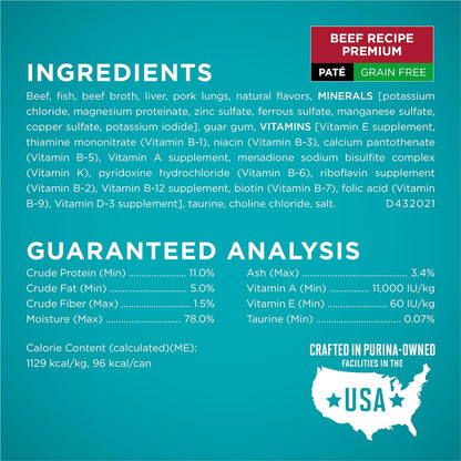 Purina ONE High Protein, Grain Free Pate Wet Cat Food Variety Pack, Grain Free Formula - (Pack of 24) 3 oz. Cans