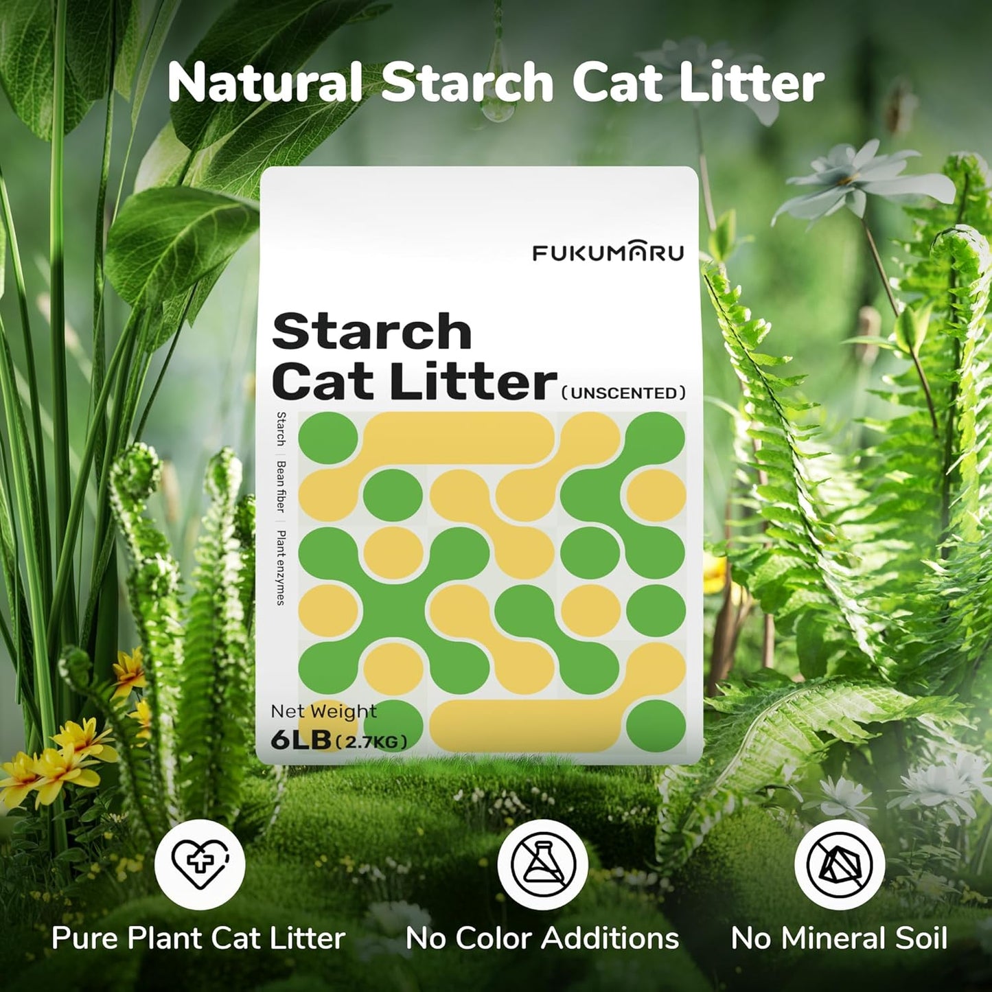 FUKUMARU 18LB Tofu Cat Litter Corn and 24LB Cassava Cat Litter, Natural Ingredients, Quick Clumping, Lightweight, 24/7 Odor Control