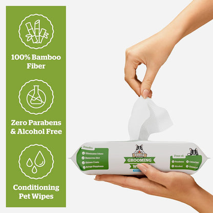 Pogi’s Dog Grooming Wipes – Hypoallergenic Pet Wipes for Paws, Body & Butt – Cleaning & Hydrating, Fragrance Free, 100-Count