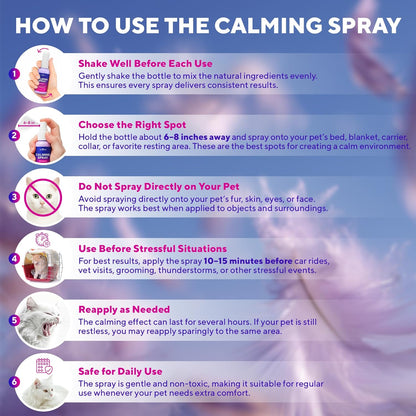 Calming Pheromone Spray & Scratch Repellent for Cats - Reduces Scratching Furniture, Pee - During Travel, Fireworks, Thunder, Vet Zone - Helps with Stress, Fighting, Hiding (1 pack 1.7 oz)