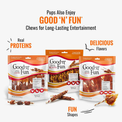 Good 'n' Tasty Triple Flavor Puree Mix-Ins Dog Food Topper Treats for All Dogs, 7 Count, Easy Single-Serve Portions, Added Protein with Chicken, Salmon and Duck (Pack of 2)