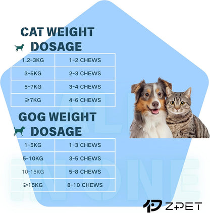 ZPET Multivitamin & Mineral Soft Chews for Cats & Dogs – 12 Vitamins, 6 Minerals with Lysine & Taurine – Daily Immune, Skin, Bone & Digestive Support – Grain-Free Pet Supplement, 150g