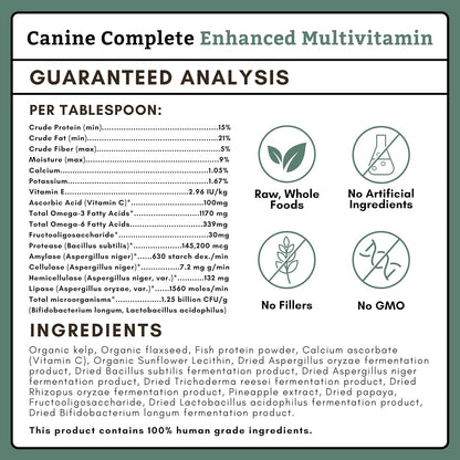 Wholistic Pet Organics Canine Complete & Salmon Oil - Dog Vitamins with Wild Alaskan Salmon Oil for Immune System, Skin, Coat & Overall Health - 1 lb Each