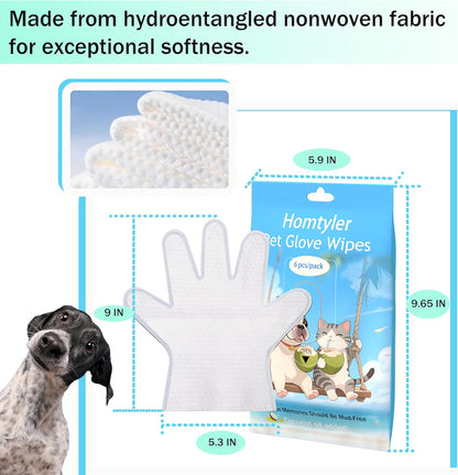 Dog Wipes Cleaning Deodorizing & Washing Gloves for Pets,Glove Wipes Pro for Dogs & Cats with Coconut Oil, Extra-Thick,Lick-Safe for Paws,Eyes,Ears&Body,Rinse-Free Waterless Bath, 4Pack,24PCS