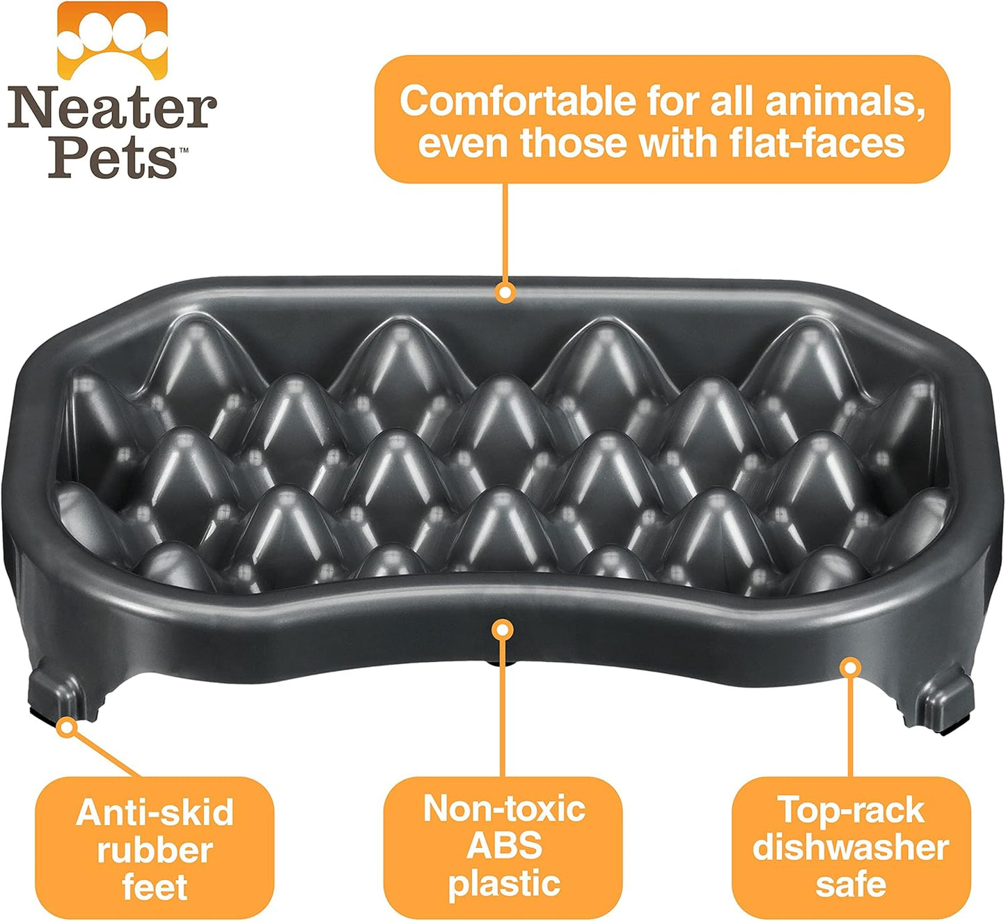 Neater Pet Brands Neater Slow Feeder Dog Bowls, Slows Down Fast Eaters to Help Digestion & Prevent Overeating, Non-Slip Food Bowl, BPA-Free, Holds 2.5 Cup of Food for Small to Medium Breed or Puppy