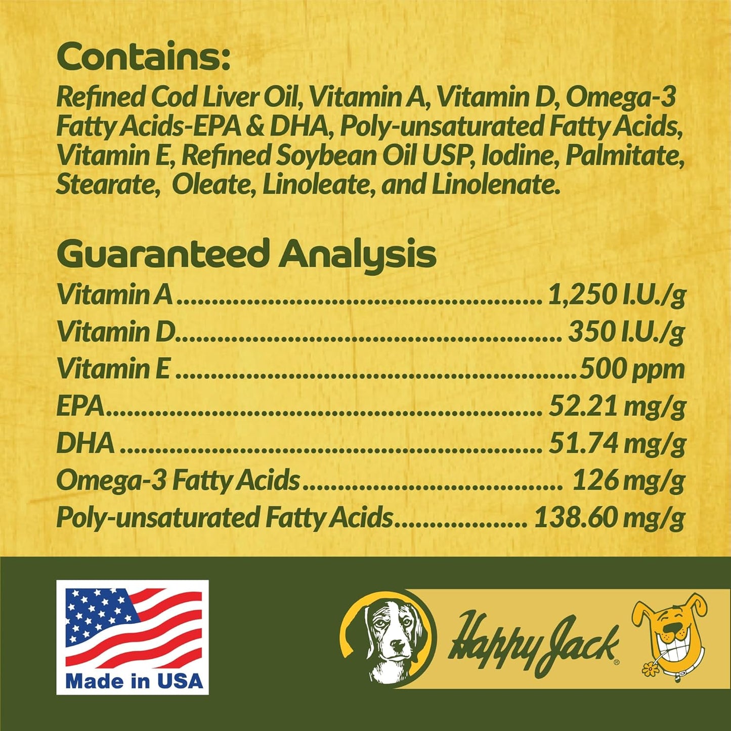 Happy Jack Cod Liver Fish Oil for Dogs Skin and Coat Supplement, Brain, Eyes, Bones, Hip, Joint, Heart & Immune System Health, Energy Booster (16 oz), Omega 3 with EPA & DHA, Vitamin A & D