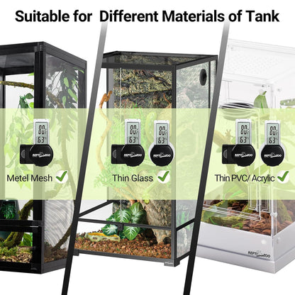 REPTI ZOO Magnetic Reptile Thermometer and Humidity Gauge, Digital LCD Temperature Humidity Monitor, Tank Terrarium Temp and Humidity Meter Accessories for Bearded Dragon, Snake, Hermit Crabs, Gecko