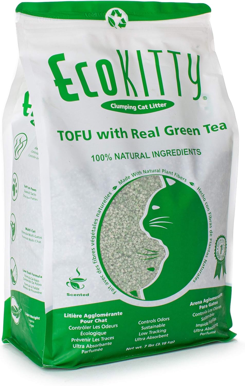 EcoKitty Clumping Cat Litter, Green Tea Tofu
