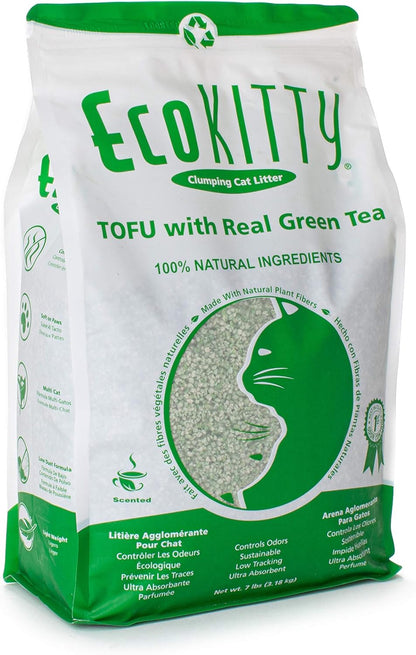 EcoKitty Clumping Cat Litter, Green Tea Tofu