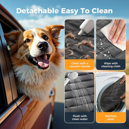 Dog Car Seat Cover for Back Seat, Hard Bottom Back Seat Extender for Dogs - Supports 400lbs, 2025 New Waterproof, Scratch Resistant, Anti Slip Portable Dog Hammock,Suitable for Cars, SUVs and Trucks