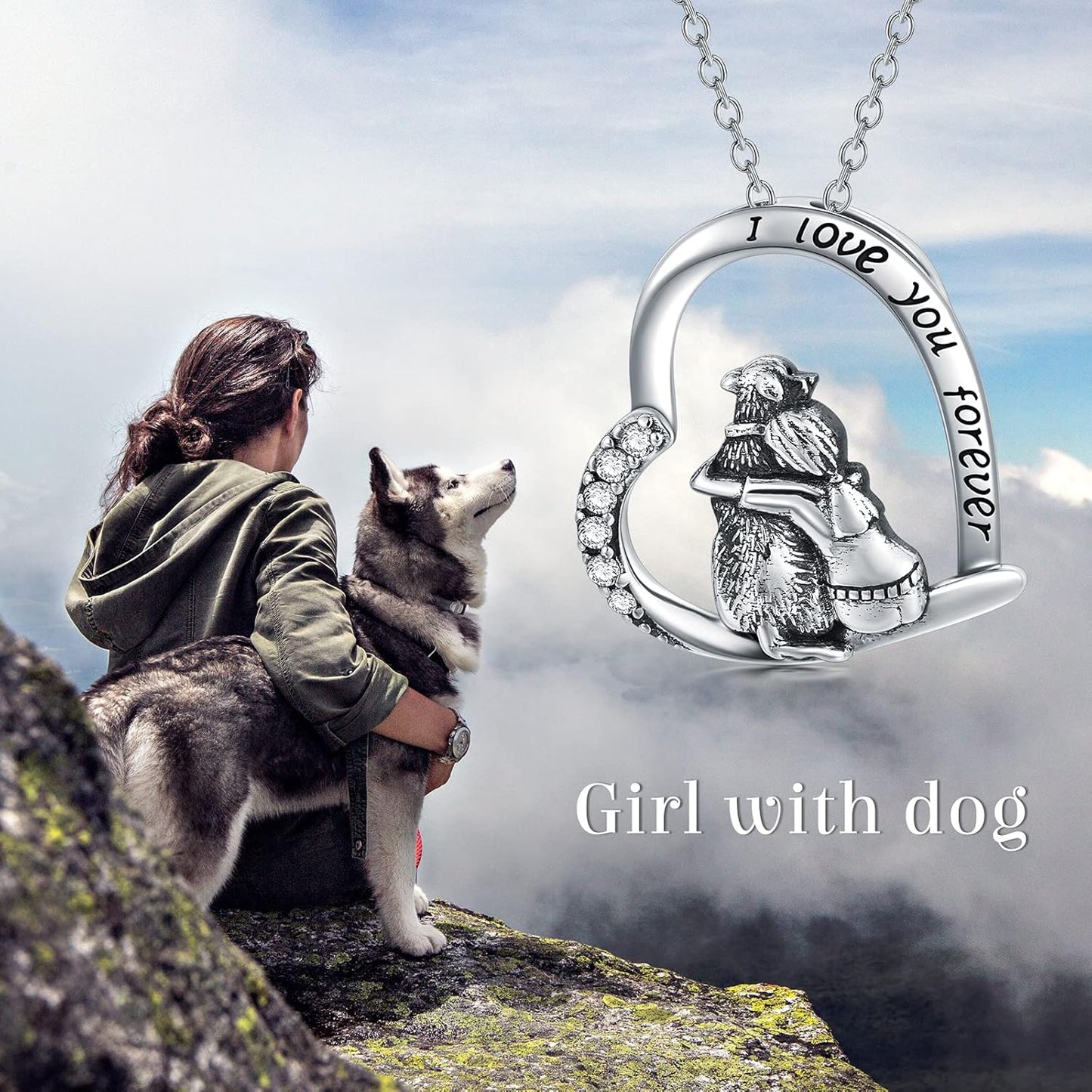 SIMONLY Mothers Day Gifts 925 Sterling Silver Dog Necklace Dog Pendant Necklace for Girls Dog Memorial Jewelry Gifts for Women Dog Lovers